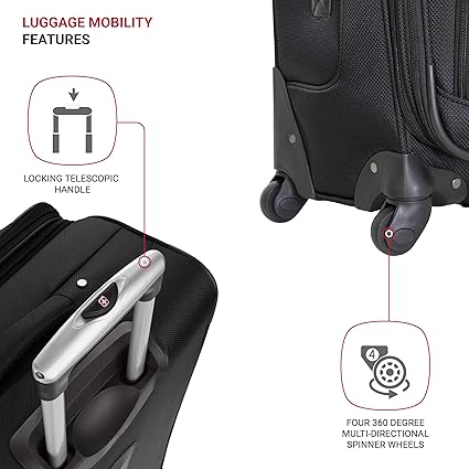 SwissGear Sion Softside Expandable Luggage, Black, Checked-Medium 25-Inch - Image 4